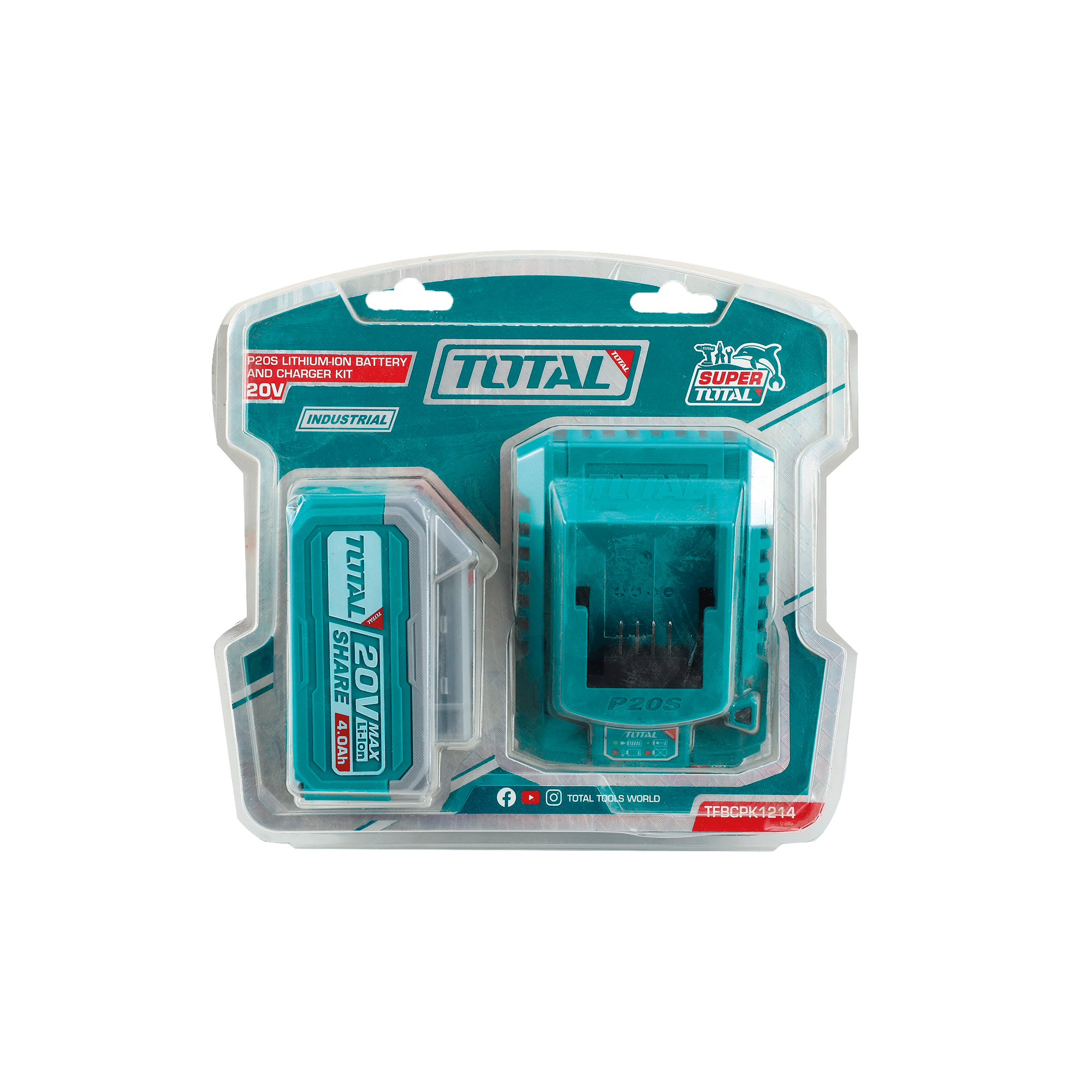 Jogo de bateria 4Ah + carregador rápido TFBCPK1214 | 20 V - 4 Ah