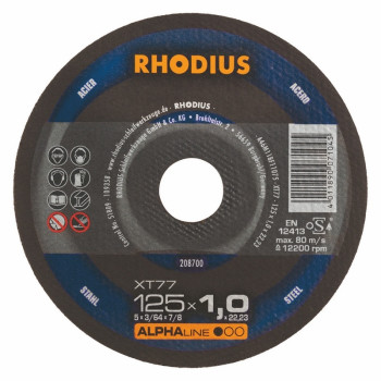 RHODIUS |Disco de corte para aço Ø 125 mm Rhodius XT77