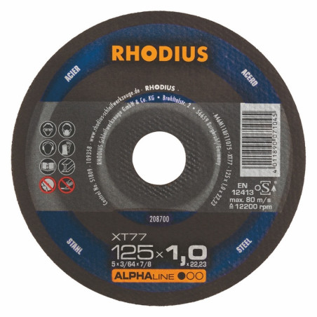 Disco de corte para aço Ø 125 mm Rhodius XT77