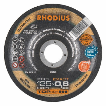 RHODIUS | Disco de corte extra fino inox e aço Ø 125 mm Rhodius XTK6