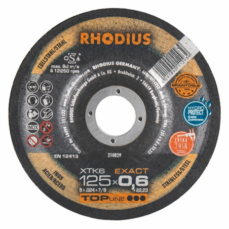 Disco de corte extra fino inox e aço Ø 125 mm Rhodius XTK6