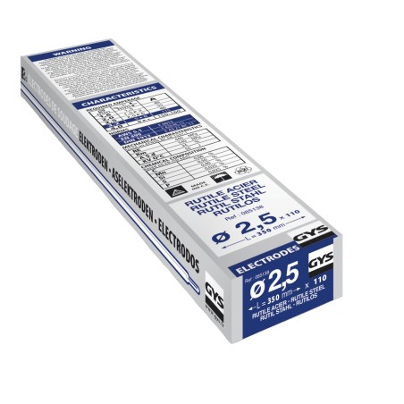 11 eléctrodos rutílicos para soldadura de aço Ø 2,5 mm GYS