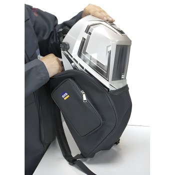 Mochila de transporte e proteção para máscara de soldadura