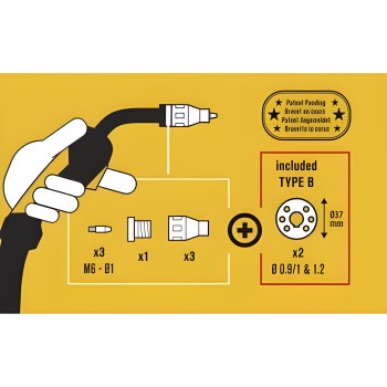 GYS - kit de soldadura sem gás para tocha 250 A e rolo tipo B