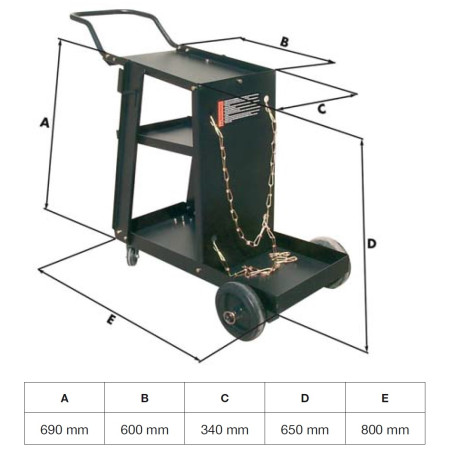 Carrinho para máquina de soldar TIG - MIG MMA