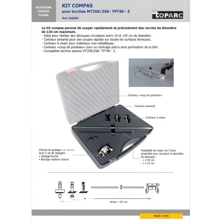 Kit compasso para cortador de plasma Gys