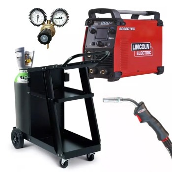 PACK : Máquina de soldar LINCOLN 200C + Tocha 3 m + Regulador + Gás + Carrinho