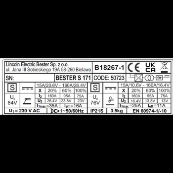 LINCOLN - B18267-1 Posto de soldar inverter Bester S171
