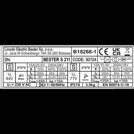 LINCOLN - B18268-1 Posto de soldar inverter Bester S211