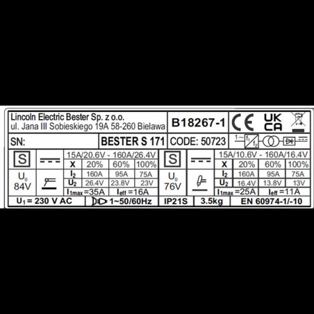 LINCOLN - PACK Posto de soldar inverter Bester S171