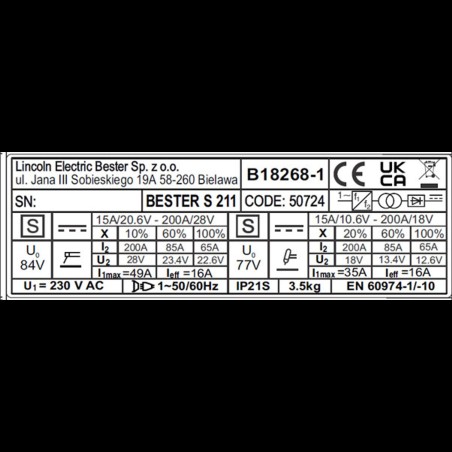 LINCOLN - PACK 1 Inverter welding machine Bester S211
