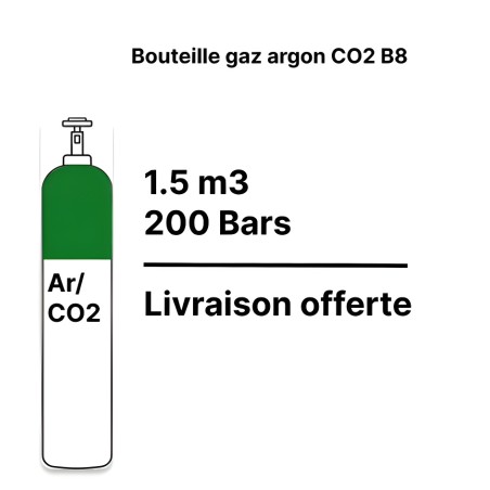 Garrafa de gás de soldadura Árgon CO2 15% - B8 - 1,7m³