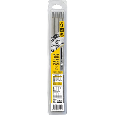 Pack de 50 eléctrodos AÇO rutílicos Ø 1,6 mm GYS