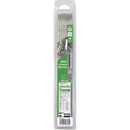 8 X eléctrodos inox 316 L para soldadura inox Ø 3,2 mm GYS X8