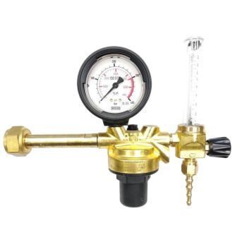 Regulador com fluxómetro e coluna para botija recarregável