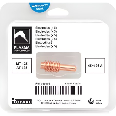 5 eléctrodos 45/125 A para tocha plasma MT-125 / AT-125