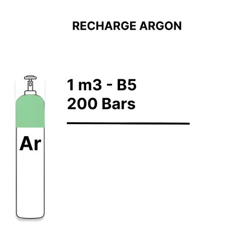 Recarga de garrafa de gás Árgon Puro - B5 - 1m³