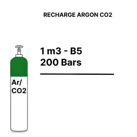 Recarga de garrafa de gás Árgon CO2 - B5 - 1m³
