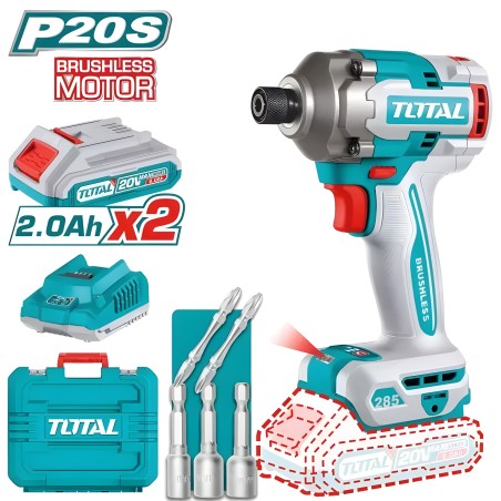 Berbequim aparafusador de percussão 1/4'' brushless a bateria TIRLI2028E | 20 V