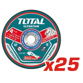 Caixa de 25 discos de corte TAC11011525 | 115 mm
