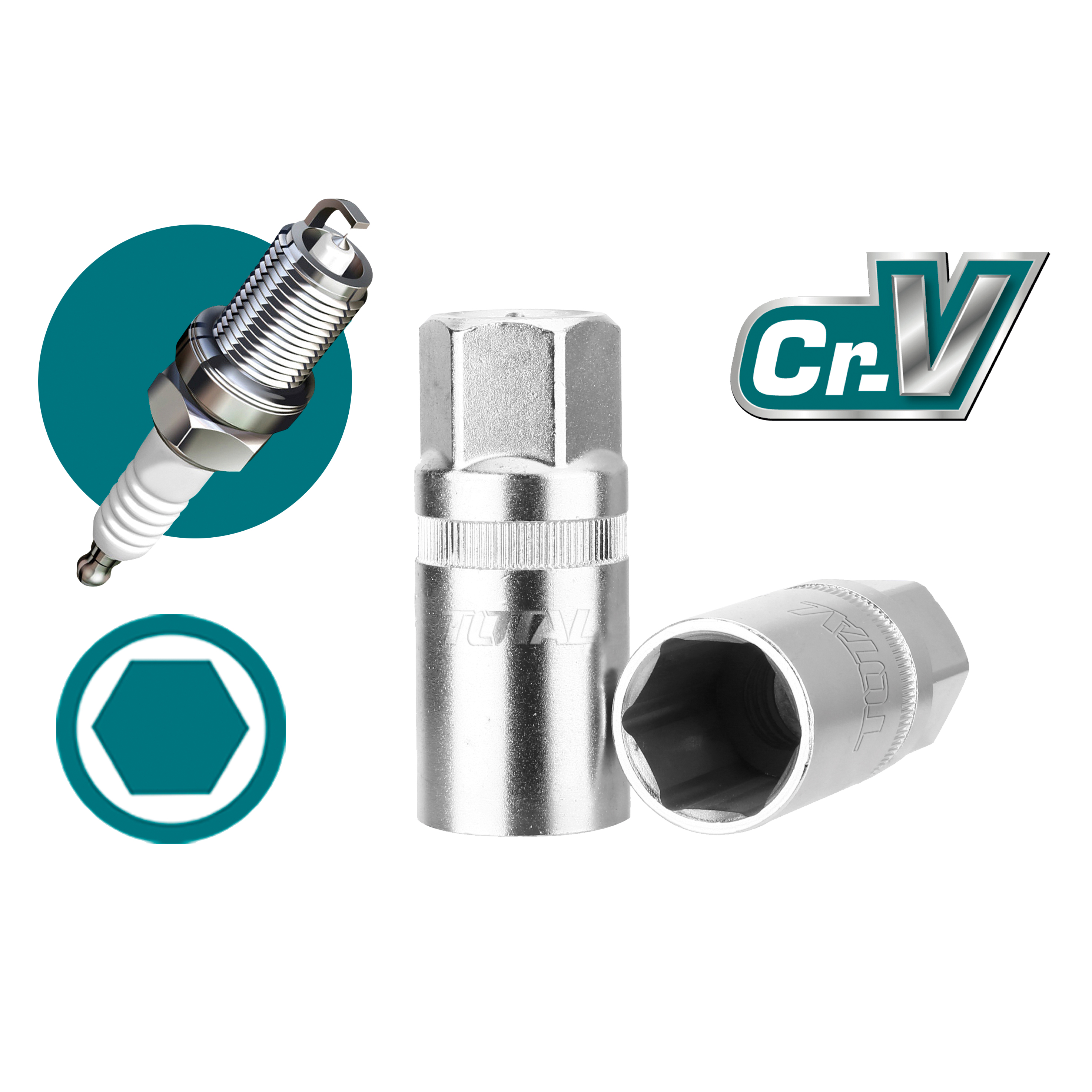 Chave de caixa hexagonal 1/2'' para vela THSPS12 | 16 mm | Cromo-vanádio (Cr-V)