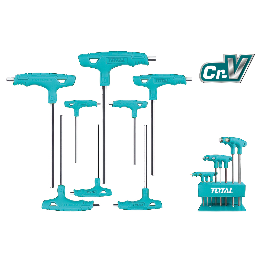 Set of 8 T-handle hex keys THHW80816 | Chrome-vanadium (Cr-V)