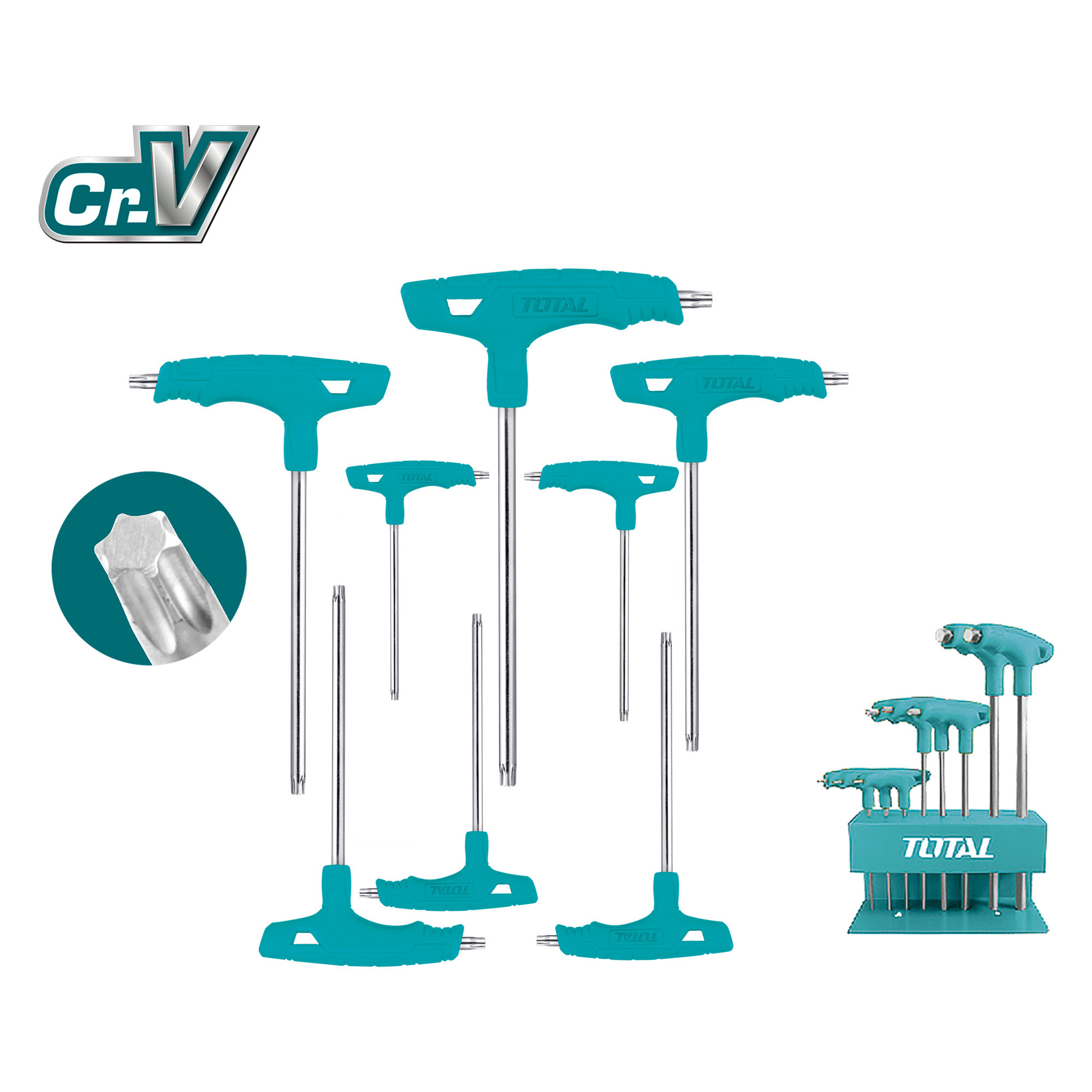 Jogo de 8 chaves Torx com punho em T THHW80836 | Cromo-vanádio (Cr-V)