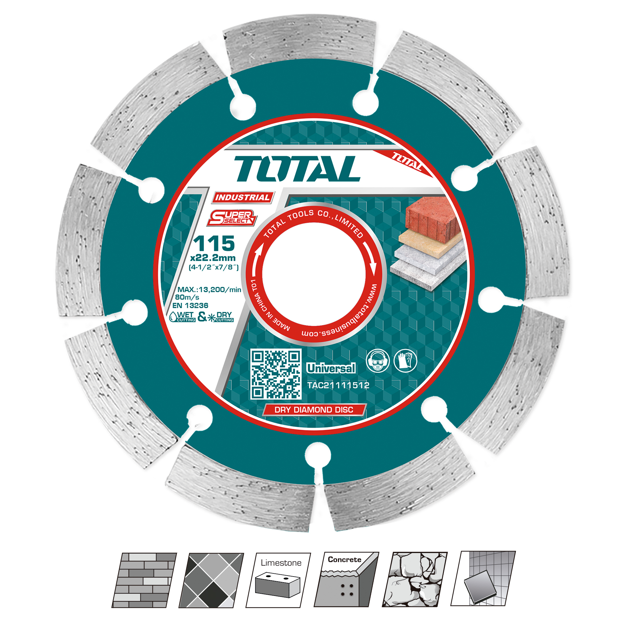 Disco diamantado para mármore e granito TAC21111512 | Ø115 mm | Diamante