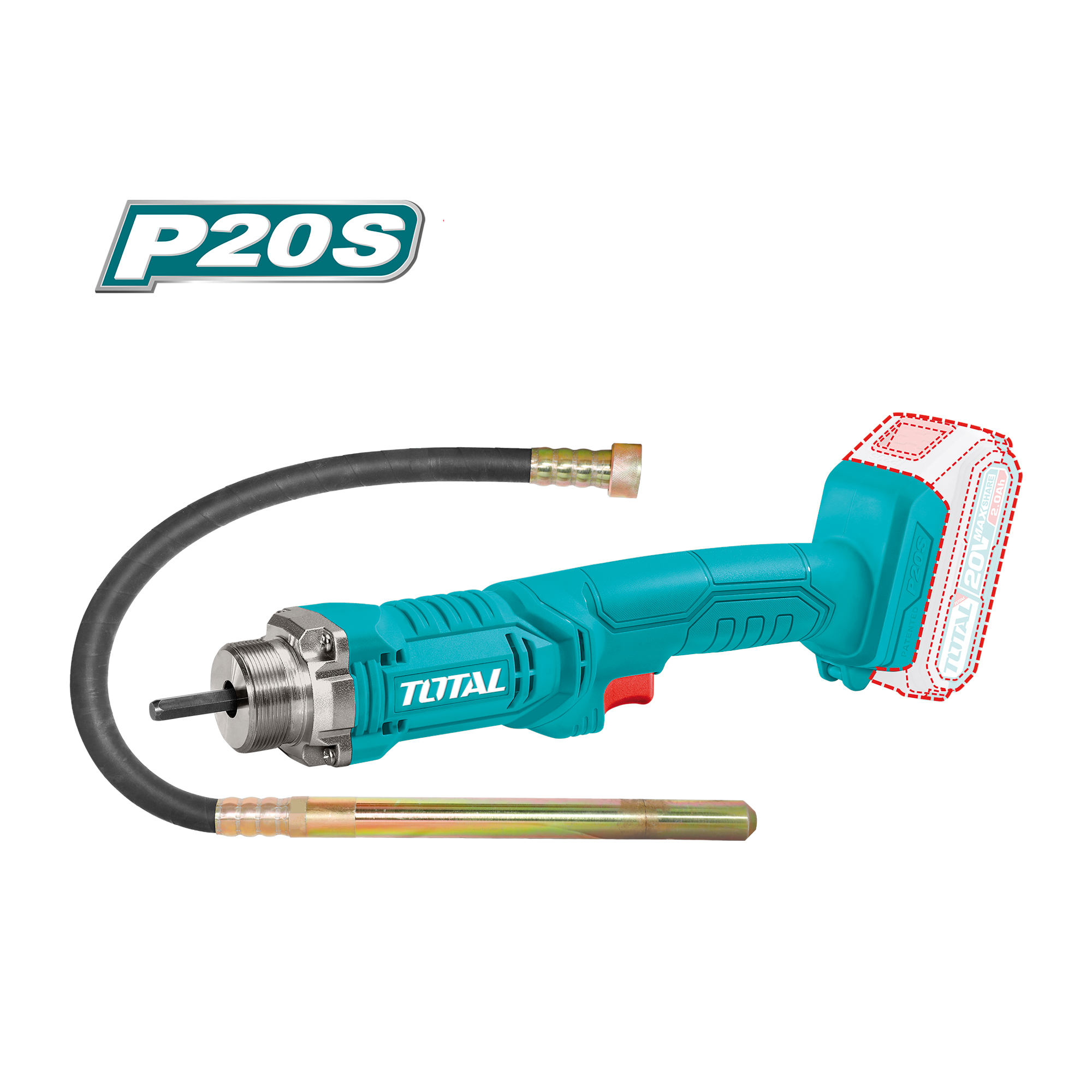 Vibrador de betão sem fios TCVLI202301 | 20 V