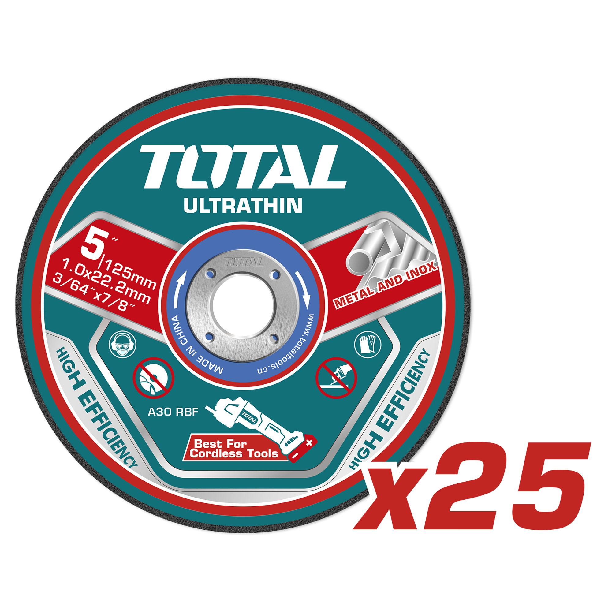 Caixa de 25 discos de corte TAC21012525 | Ø125 mm