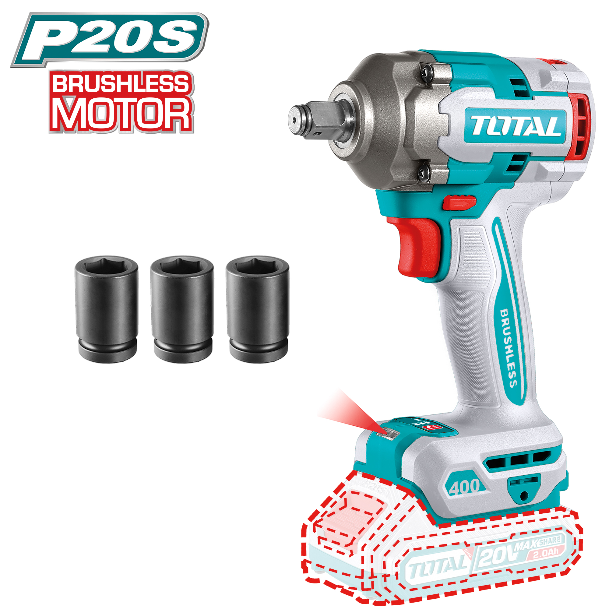 Chave de impacto 1/2'' brushless a bateria TIWLI20401 | 20 V