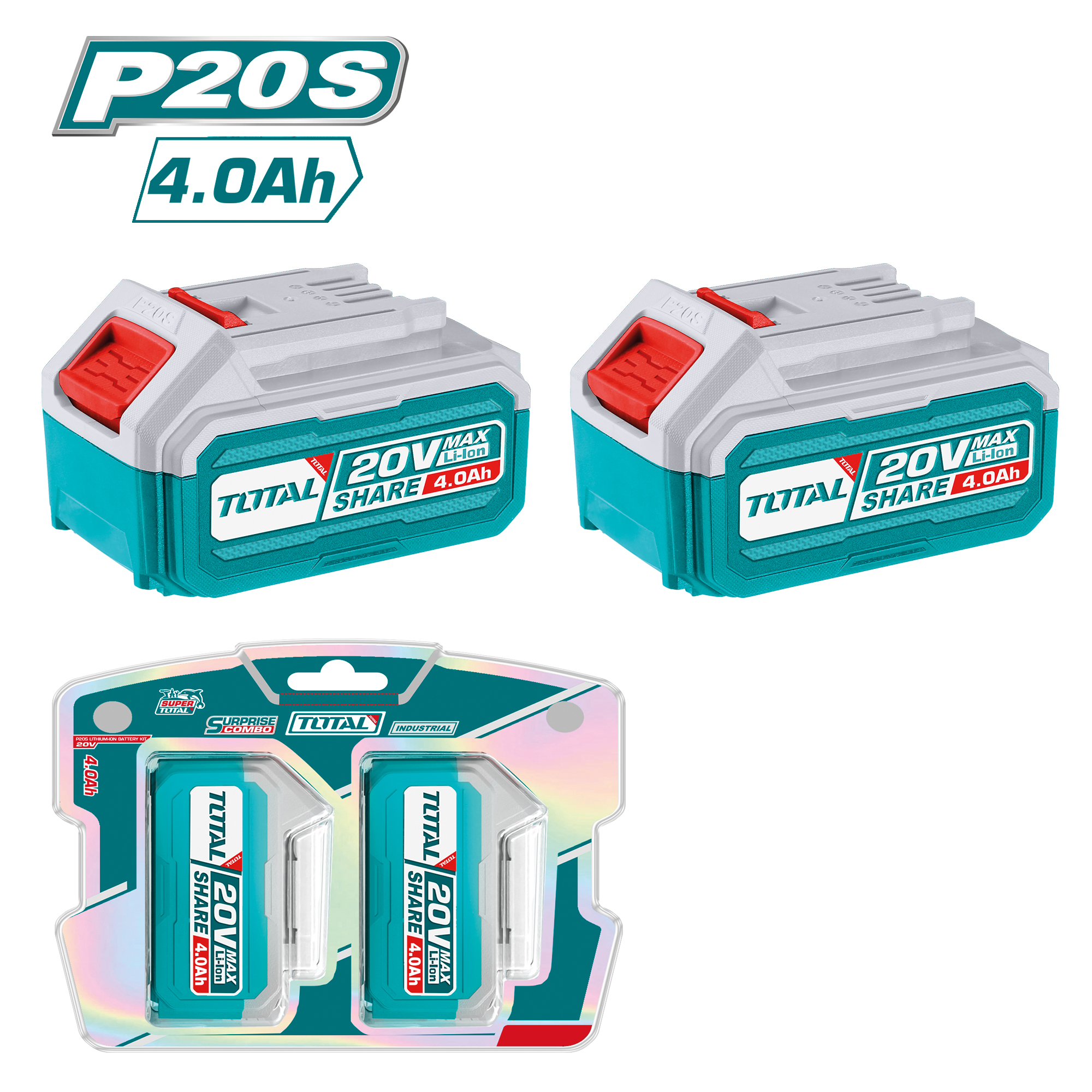 Conjunto de 2 baterias 4Ah TOSLI240312E | 20 V - 4 Ah
