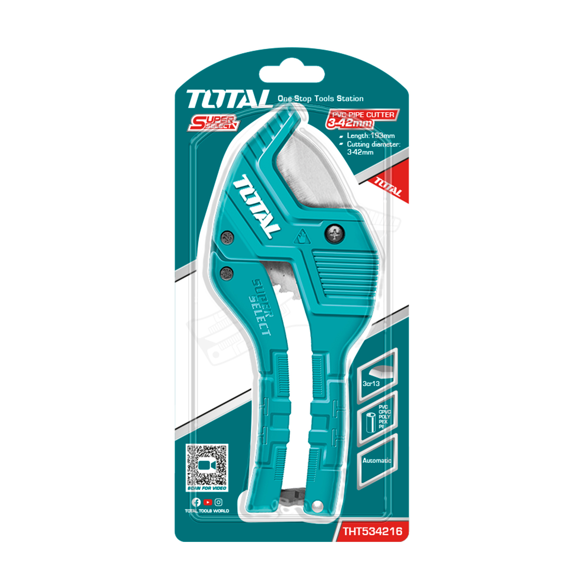 Alicate de corte de tubos de PVC THT534216 | 42 mm | Alumínio