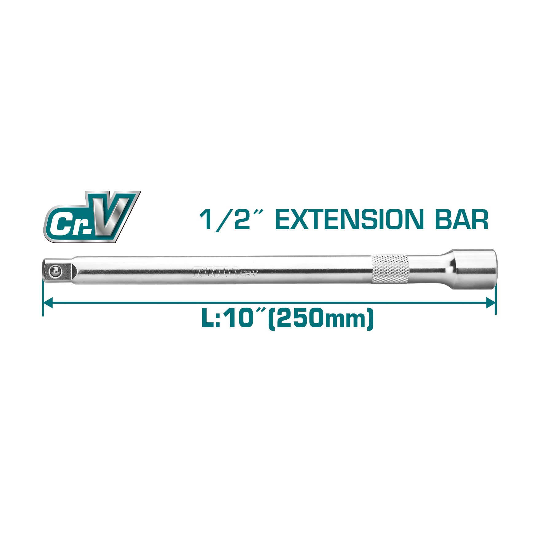 Extensão de barra quadrada 1/2'' THEB12 | 250 mm | Cromo-vanádio (Cr-V)