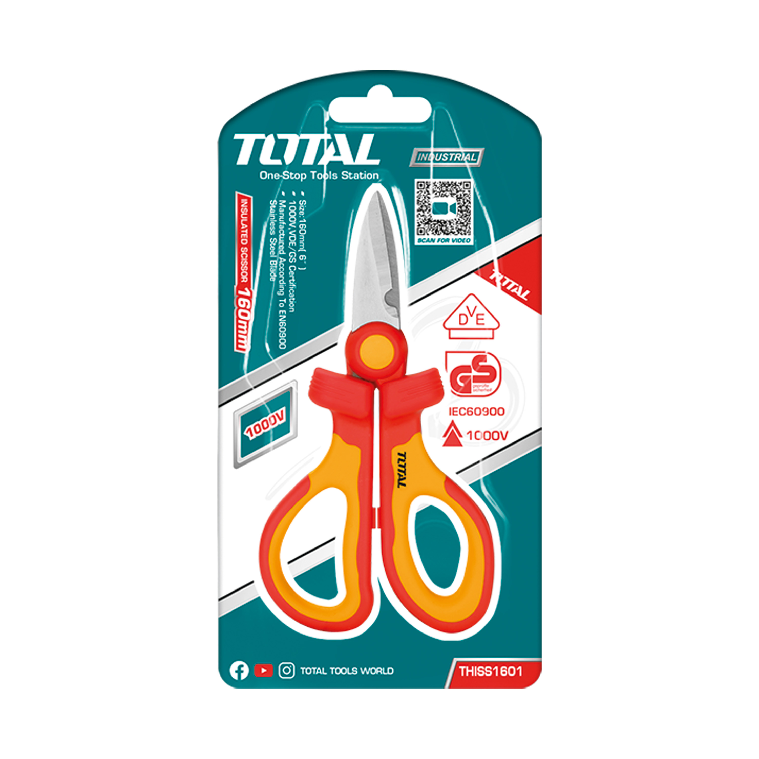 Insulated electrician's scissors THISS1601 | 160 mm