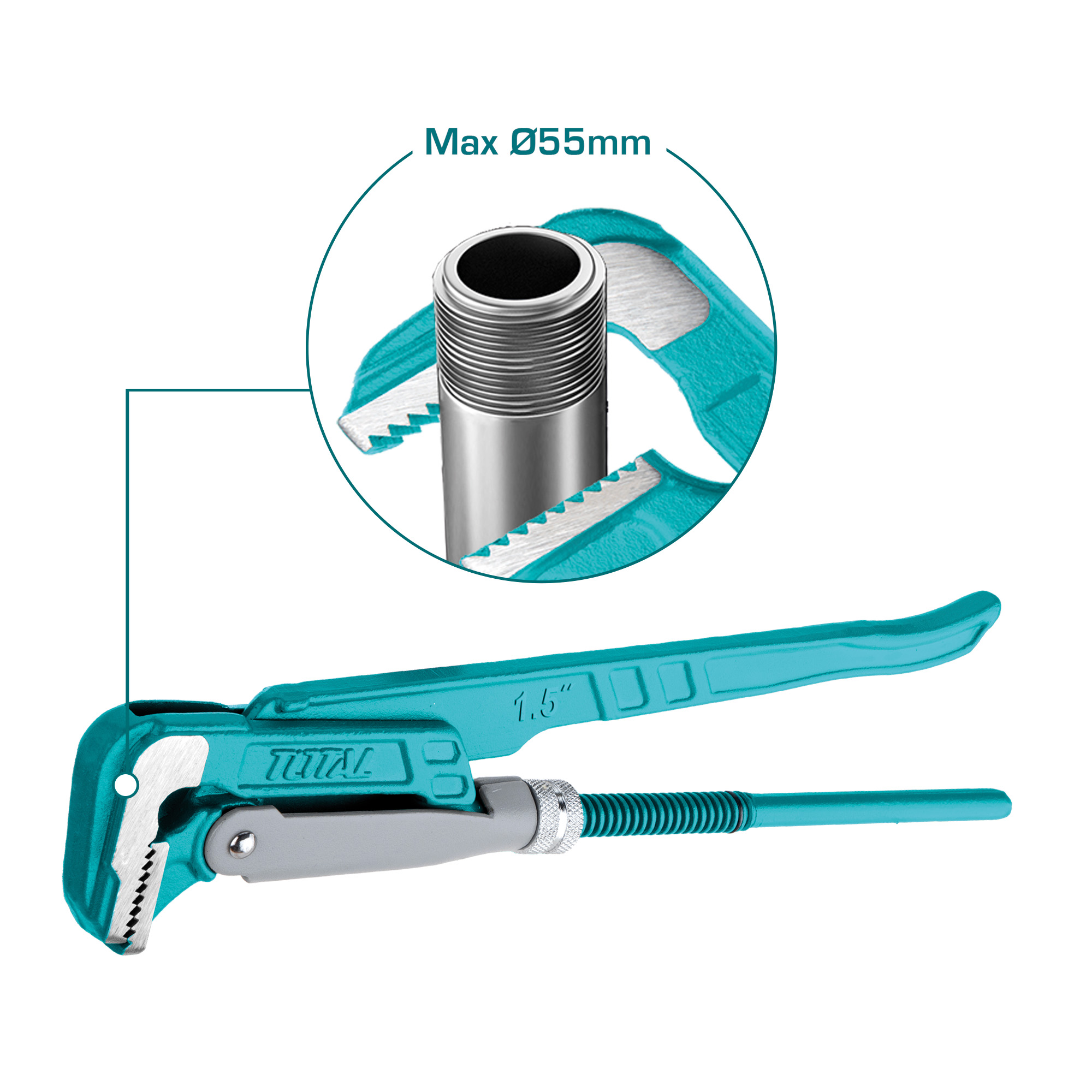 Chave de grifo sueca 90º THT172L | 1,5'' | Aço ao carbono