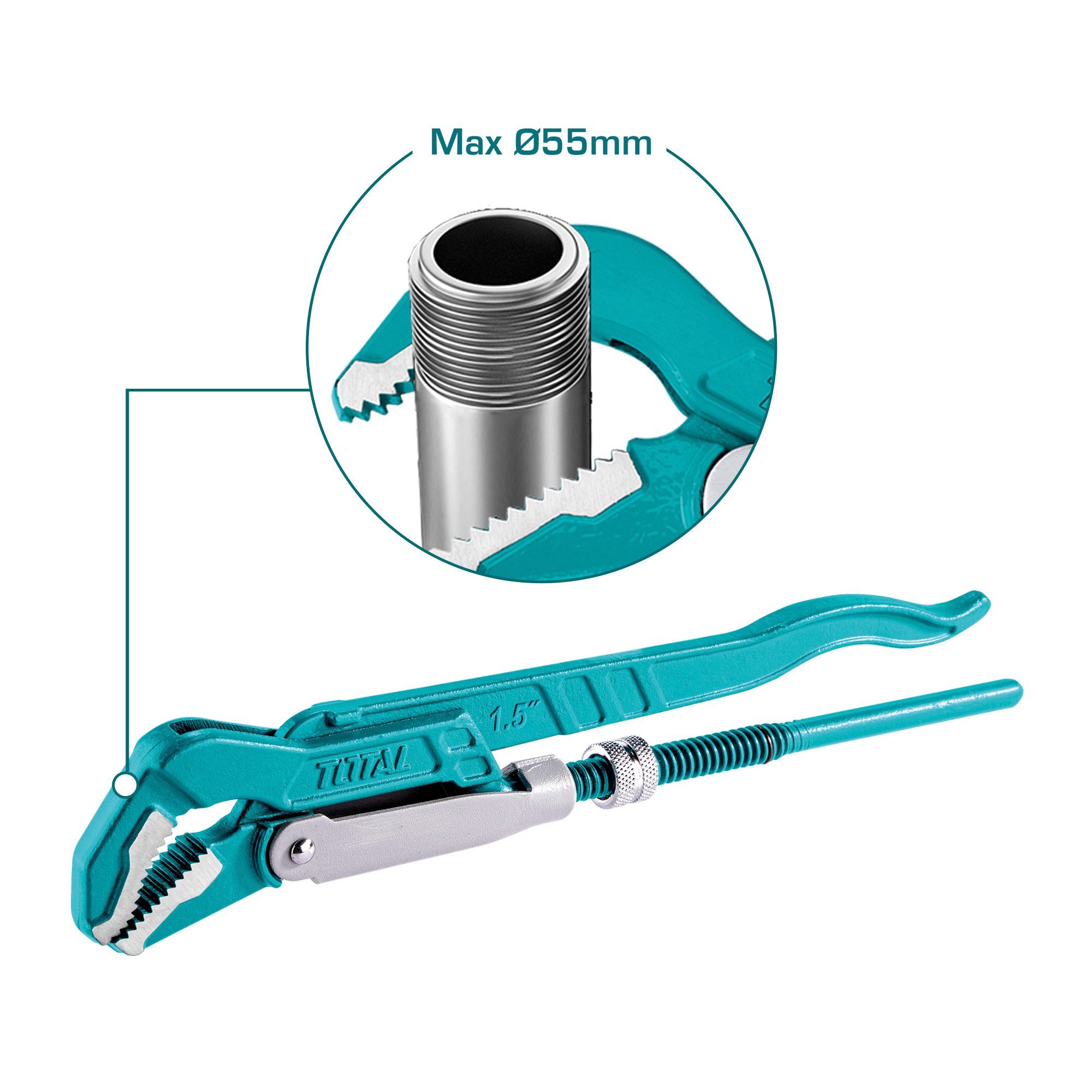 Chave de grifo sueca 45º THT172 | 1,5'' | Aço ao carbono