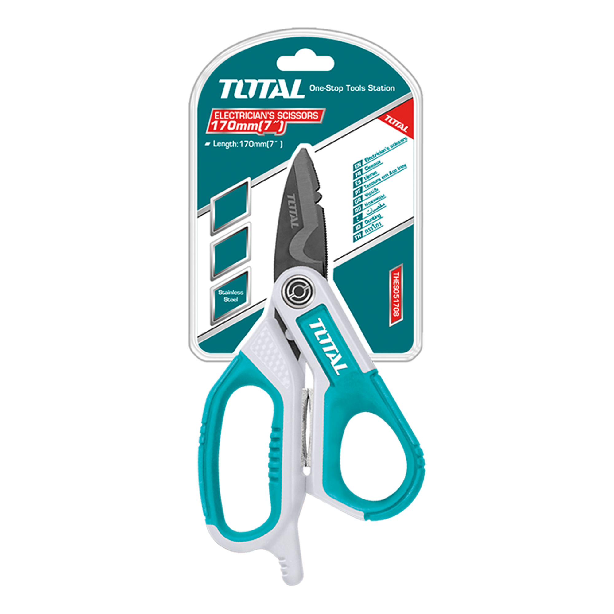 Tesoura de eletricista titânio THES051708 | 170 mm | Aço inoxidável