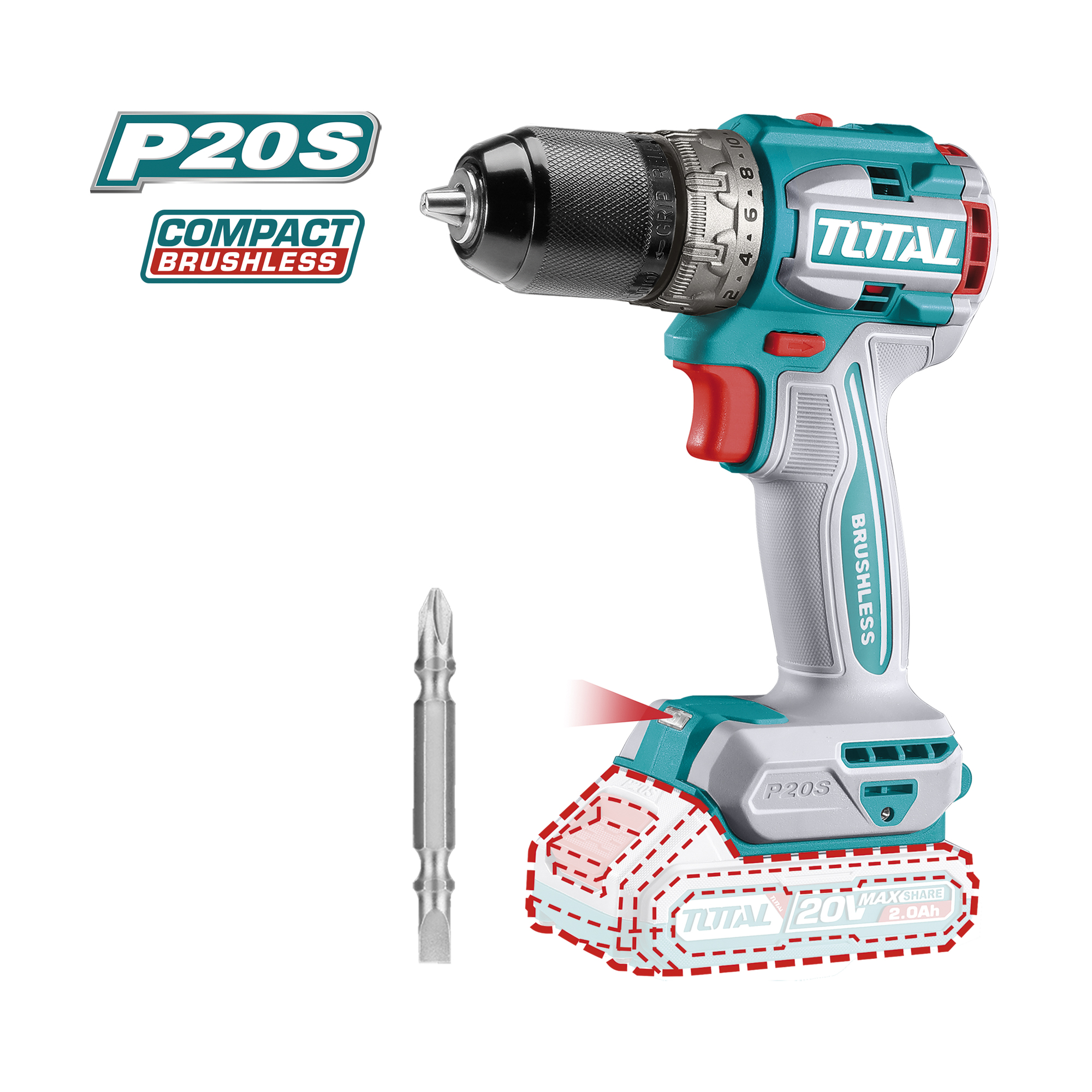 Berbequim aparafusadora brushless a bateria TDLI206021 | 20 V